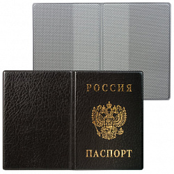 Обложка для паспорта с гербом, ПВХ, черная, ДПС, 2203.В-107