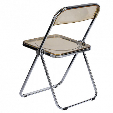 Стул складной прозрачный янтарный BRABIX "Glam CF-020", хромированный каркас, пластик, 533246