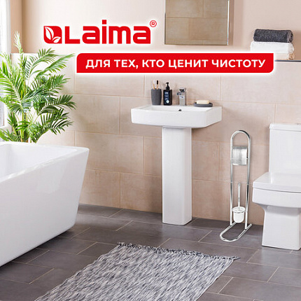 Ершик для унитаза СТОЙКА + держатель туалетной бумаги, сталь/пластик, зеркальный, LAIMA, 607433