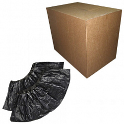 Бахилы двойные, КОМПЛЕКТ 500 шт. (250 пар), STRONG, 39х14 см, 100 мкм, 10 г, черные, ELEGREEN, ЭГЦЧ-100/Н20