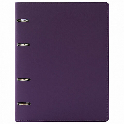 Тетрадь на кольцах А5 (180х220 мм), 120 листов, под кожу, клетка, BRAUBERG "Joy", фиолетовый/светло-фиолетовый, 129989