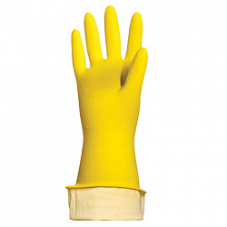 Перчатки МНОГОРАЗОВЫЕ латексные LAIMA "ЛЮКС", хлопчатобумажное напыление, ПЛОТНЫЕ, размер M (средний), желтые, вес 50 г, 600555