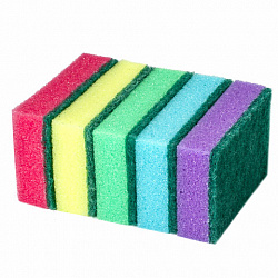 Губки для посуды 9,6х6,4х2,7 см, КОМПЛЕКТ 5 шт., MAXI, поролон с абразивным слоем, LAIMA К0013, 601554