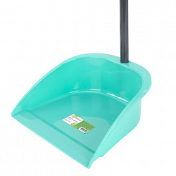 Совок для мусора КОМПЛЕКТ щетка + 2 рукоятки 80 см и 87 см с резьбой, пластиковые, "ЛЕНИВКА", бирюзовый, ЛЮБАША, 700056