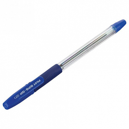 Ручка шариковая масляная с грипом PILOT "BPS-GP", СИНЯЯ, корпус прозрачный, узел 0,5 мм, линия письма 0,18 мм, BPS-GP-EF, BPS-GP-ЕF