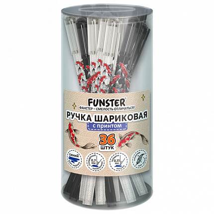 Ручка шариковая с принтом FUNSTER STICK "FISH KOI", СИНЯЯ, SOFT TOUCH покрытие, узел 0,7 мм, линия письма 0,35 мм, 144388