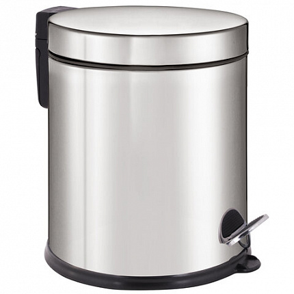 Ведро мусорное с педалью 5 литров "Classic Plus", ЗЕРКАЛЬНОЕ, нержавеющая сталь, со съемным внутренним ведром, LAIMA, ТУРЦИЯ, 608112