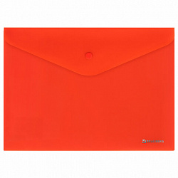 Папка-конверт с кнопкой BRAUBERG "SUPER", А4, матовая непрозрачная, красная, ПРОЧНАЯ 0,2 мм, 272878