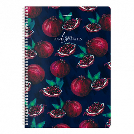 Тетрадь А4, 96 л., BRAUBERG, гребень, клетка, глянцевый лак, "Гранаты" (микс в спайке), 405314