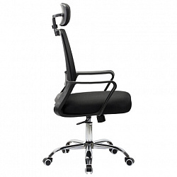 Кресло CROMEX (КРОМЕКС) "Debut CH-697", ХРОМ, с подлокотниками, механизм качания, сетка/ткань TW, черное, 533068