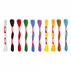 Нитки для вышивания (мулине), набор 10 цветов, 10 м, хлопок, DEVELIA (Девелиа), 665677