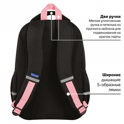 Рюкзак BRAUBERG MOTION, 2 отделения, 3 кармана, "Башня из котиков", 41х28х17 см, 272033