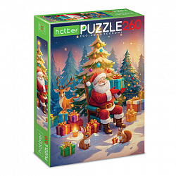 Пазл картонный НОВОГОДНИЙ 260 элементов АССОРТИ, 220х330 мм, HATBER