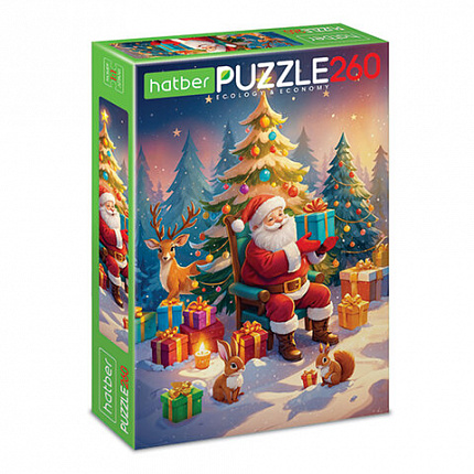 Пазл картонный НОВОГОДНИЙ 260 элементов АССОРТИ, 220х330 мм, HATBER
