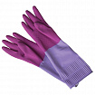 Перчатки МНОГОРАЗОВЫЕ резиновые YORK "Роза", хлопчатобумажное напыление, ПРОЧНЫЕ, размер 8-9, L (большой), розовые, вес 75 г, 92680