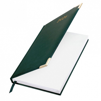 Ежедневник датированный 2026 А5 138x213мм BRAUBERG Senator, под кожу, зеленый, 117092