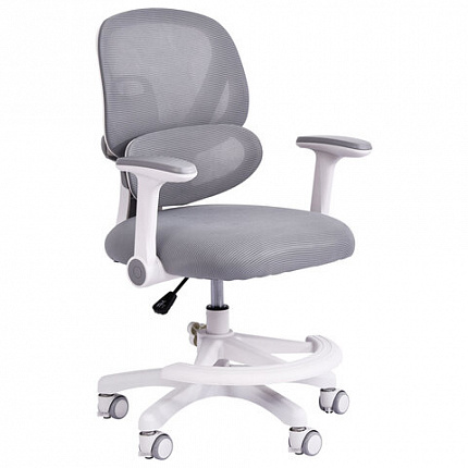 Кресло детское с подставкой для ног BRABIX KIDS "MG-220", сетка/ткань TW, серое, 533315