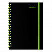 Тетрадь обложка пластик, А5 80 л., спираль пластик, резинка, клетка, BRAUBERG, черный/зеленый, 405387