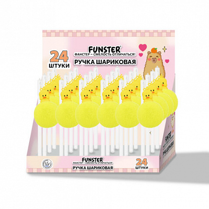 Ручка с пушистой подвеской шариковая FUNSTER "YES, DUCK", СИНЯЯ, пишущий узел 0,7 мм, 144523