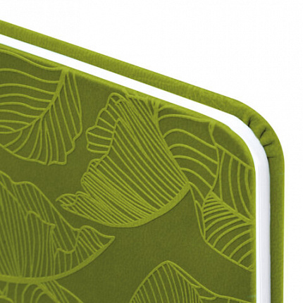 Еженедельник датированный 2026 МАЛЫЙ ФОРМАТ 95х155 мм, А6, BRAUBERG "Foliage", под кожу, зеленый, 117198