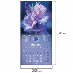 Календарь настенный перекидной 2027г, BRAUBERG, 12 листов, 28,5х28,5 см, "Floral", 118425