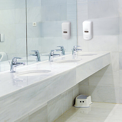 Дозатор для мыла-пены LAIMA PROFESSIONAL CLASSIC, НАЛИВНОЙ, 1 л, белый, ABS-пластик, 606681