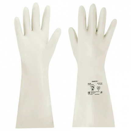 Перчатки нитриловые КЩС, EXTRA STRONG, химически устойчивые, белые, размер 9-9,5, L (большой), RABBITEX (РАББИТЕКС), 700916