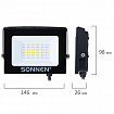 Прожектор светодиодный 30 Вт, 6500 К, 2400 Лм, 30 м2, IP65, 146x98x26 мм, черный, SONNEN, 238413