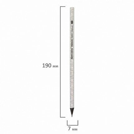 Карандаш чернографитный BRAUBERG "PREMIUM TURKEY", 1 шт., "Platinum", НВ, дисплей, 181561