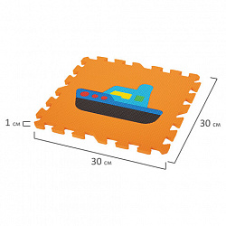 Коврик-пазл напольный 0,9х0,9 м, мягкий, "Машинки", 9 частей 30х30 см, толщина 1 см, ЮНЛАНДИЯ, 664667