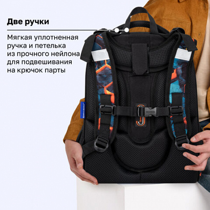 Ранец BRAUBERG ORIGINAL, 2 отделения, с брелоком, "Огненный всплеск", 38х29х16 см, 274405