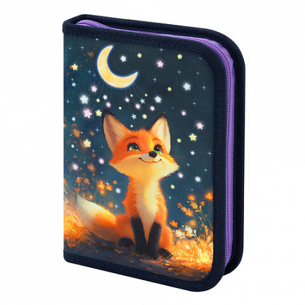 Пенал BRAUBERG, 1 отделение, 1 откидная планка, полиэстер, 21х14 см, "Dreaming fox", 274595