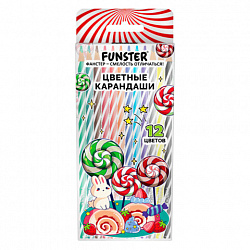 Карандаши цветные FUNSTER TWIST, 12 цветов, корпус со спиралью, ПВХ бокс, круглые, 182201