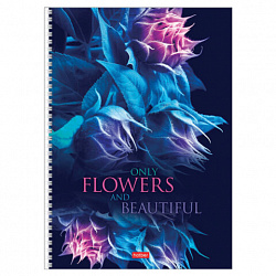 Тетрадь А4 96 л., HATBER, гребень, клетка, обложка картон, "Beautiful flowers" (микс в спайке), 086261, 96Т4В1гр