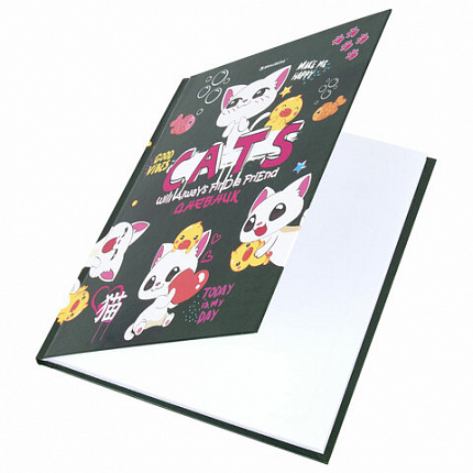 Дневник 1-4 класс 48 л., твердый, BRAUBERG, глянцевая ламинация, с подсказом, "CATS & DUCK", 106831