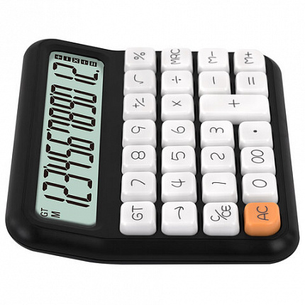 Калькулятор настольный BRAUBERG KW-1000-BK (152x132 мм), 3D-кнопки, 12 разрядов, черный, 272956