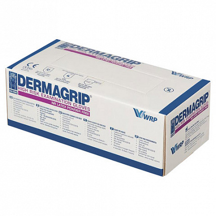 Перчатки латексные смотровые, 25 пар (50 штук), сверхпрочные, размер 6-7, S (малый), DERMAGRIP High Risk, D1401-14