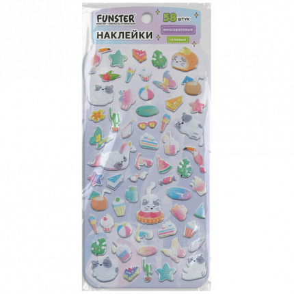 Наклейки гелевые "Вкусный микс", 17,5х9 см, ассорти 6 видов, FUNSTER (ФАНСТЕР), 666082