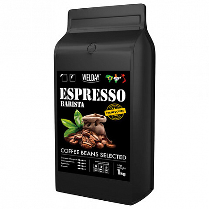 Кофе в зернах WELDAY (ВЭЛДЭЙ) "ESPRESSO Barista" 1 кг, 623438, УТ000015165