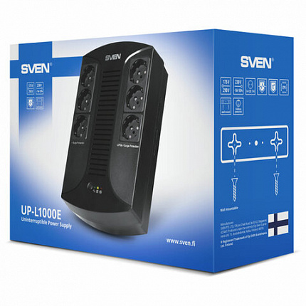 Источник бесперебойного питания SVEN UP-L1000E, 510VA (290 W), 6 евророзеток, SV-016593