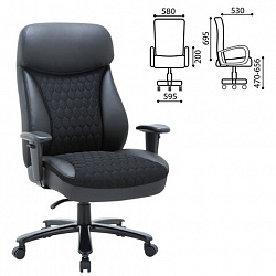 Кресло офисное CHAIRMAN CH 414, НАГРУЗКА до 180 кг, пружинный блок в сиденье, ткань/экокожа, черное, 7145955