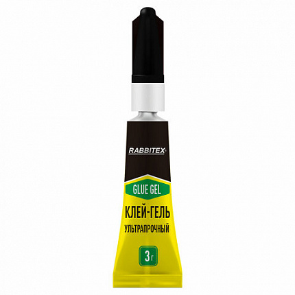 Клей-гель секундный суперклей УЛЬТРАПРОЧНЫЙ, отрывная мультикарта, 3 грамма, RABBITEX (РАББИТЕКС) "ДВА СЛОНА", 609818