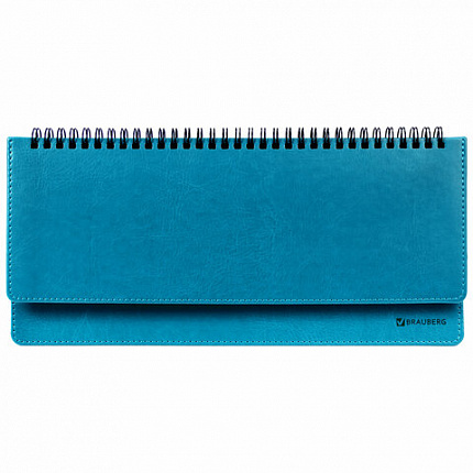 Планинг настольный недатированный (305x140 мм) BRAUBERG "Rainbow", кожзам, 60 л., бирюзовый, 111700