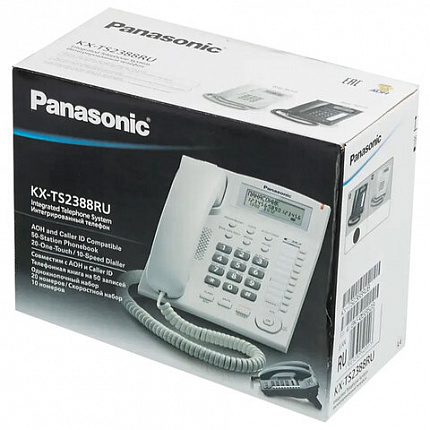 Телефон PANASONIC KX-TS2388RUB, АОН, спикерфон, память 50 ном., тонал/импул. режим, чёрный