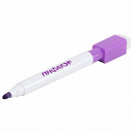 Маркеры стираемые 2 мм на магните со стирателем для белой доски НАБОР 12 ЦВЕТОВ, ПИФАГОР, 152564