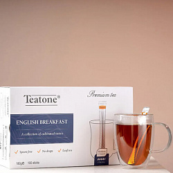 Чай TEATONE "English breakfast" черный, 100 стиков по 1,8 г, 1255