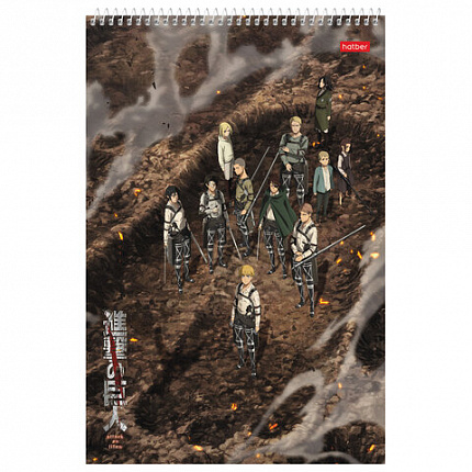 Альбом д/рис. А4 30л., спираль, обложка картон, HATBER, 205х300мм, Атака Титанов (микс), 30А4Всп