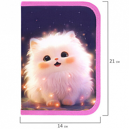 Пенал BRAUBERG, 1 отделение, 2 откидные планки, полиэстер, 21х14 см, "Tiny beauty", 273527