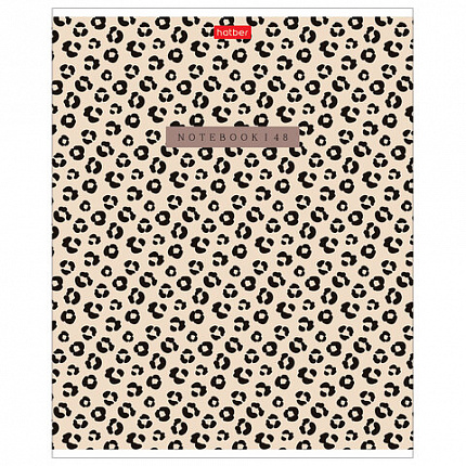 Тетрадь обложка пластик, А5 48л. скоба, клетка, HATBER, LEO-принт (микс в спайке), 09, 48Т5В1пл