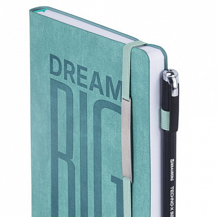 Ежедневник недатированный А5 138х213мм BRAUBERG "BeStyle", под кожу, резинка, держатель, 160л, сине-зеленый, 116218